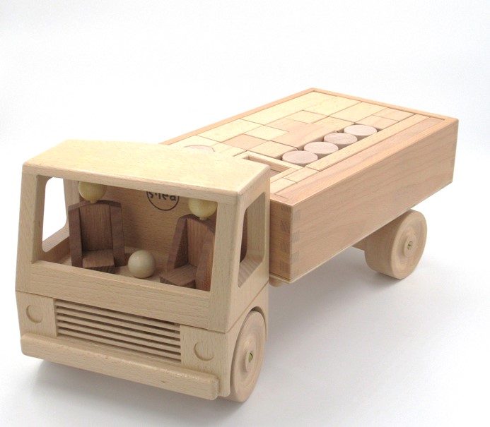 Lastwagen mit Anhänger und Bauklötzen 47x21x19 cm